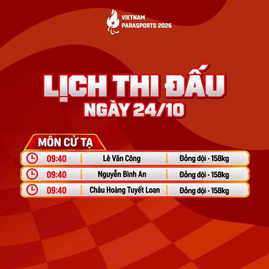 ASIAN Para Games 2026: Lê Văn Công cùng đồng đội tranh tài trong ngày bế mạc